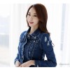 工厂直销2015四季百搭修身女外套 破洞短款长袖牛仔小外套批