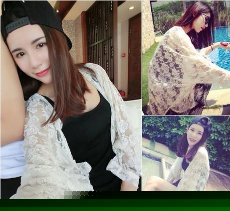 八爪娘娘~ 人手必备~简约超仙蕾丝钩花蝙蝠衫 开衫防晒衣 C