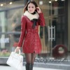 女式棉衣 2014冬装新款 韩版PU棉服 中长款女装 修身外套棉衣 配毛领