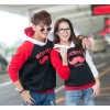 كوريا 2014 جديد فصل خريف شتاء الأزواج الكورية اللباس كم رئيس سميكة hooded طويل كم قميص إمرأة