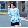 جديد شتاء قصير نايلون / قطن دثار ثني سترة نقي Korean Women 's طبقة فرو طوق شتاء ريا
