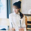 2014韩版原宿清新白色刺绣百搭长袖女式衬衫 衬衣