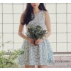 2015日系森女小清新雏菊修身印花无袖牛仔背心连衣裙 一件代
