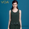 VOA纯色蕾丝拼接真丝吊带衫 夏季百搭蚕桑丝文艺小背心 B1129