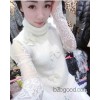 المحطة أحدث نمط وقت فراغ + قاعدة الدانتيل مطرز محبوك سترة قطعة اثنين wechat الوكيل