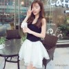 春季半身裙高腰短裙打底裙裤裙A字裙春夏女装蓬蓬裙伞裙百褶裙子