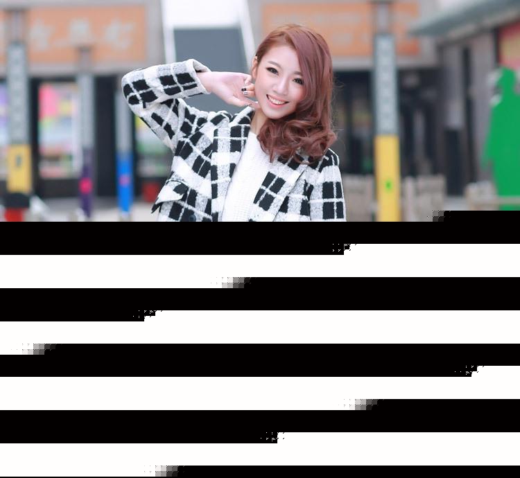 2014年冬季新款时尚休闲宽松版西装领黑白格子双排扣女式外套