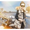 2014秋冬新款女式时尚马甲中长款大毛领韩版迷彩羽绒背心