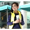 千仞岗正品女士羽绒背心薄款纯色修身可脱卸帽无袖羽绒服马夹81