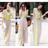 Europe color chiffon dress major suit temperament self-cultivation Xia Bohemia dress false two beach