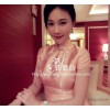 2015最新款旗袍 刘美人钰懿坊橘金旗袍真丝缎面高档旗袍唐装