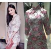 2015刘美人同款粉花中袖高级定制冬季礼仪旗袍 微信代理 1
