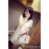 自主品牌韩版优雅立体花瓣欧根纱透肩修身短袖连衣裙
