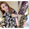 欧派女装 夏季 雪纺裙 韩版长袖水墨印花打底纽扣气质裙