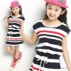 The child clothing sweater 2015 new girls dress summer wear short sleeved summer leisure Korean prin