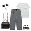 Our new summer all-match temperament pure wide leg pants seven elastic waist ladies casual pants pan