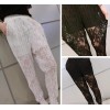 3196#春夏新款个性钩花蕾丝高腰显瘦灯笼裤弹力百褶裤哈伦裤
