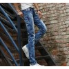 韩版男式牛仔裤修身弹力蓝色炒雪花铅笔裤JEANS正品直销代理