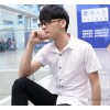 2015新款男装衬衫纯棉免烫男式衬衣格子衬衫潮男短袖衬衣25