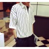2015夏季新款男装竖条纹宽松男式短袖衬衫285