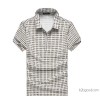 Men's T-shirt Lapel classic Plaid printed mercerized cotton T-shirt Tshirt soft high-end business