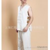 夏季棉麻浓郁中国风元素男式唐装套装 茶楼餐饮服 4623