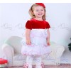 Tong Lifu girls new red lotus leaf cake stacked white Jumpsuit skirt Dress