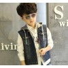 Spring 2015 Boys Denim Hooded Vest Jacket Korean children Vest Jacket