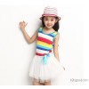 العلامة التجارية ارتداء التنانير الطفل في الصيف girls'rainbow تنورة أكمام اللباس لون القطن شارع كوري