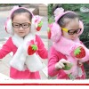 Children warm winter strawberry earmuffs scarf suite two sets of children's Plush headsets JM136