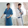 淄博纯棉加厚毛巾料浴袍男式秋冬款睡袍睡衣浴衣家居服批发2色