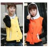 تصفيات السيدات الكوريات Clima صوفيّ hooded عرضيّ سائب لون البلوزة مجانا