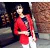 In the autumn of 2014 Korean red suit foreign trade woman OL a commuter button slim thin shoulder pa