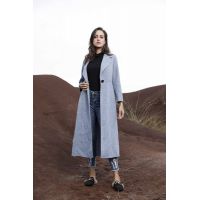 Single button lapels gray blue women's windbreaker