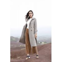 Wool light square collar straight pocket women's coat